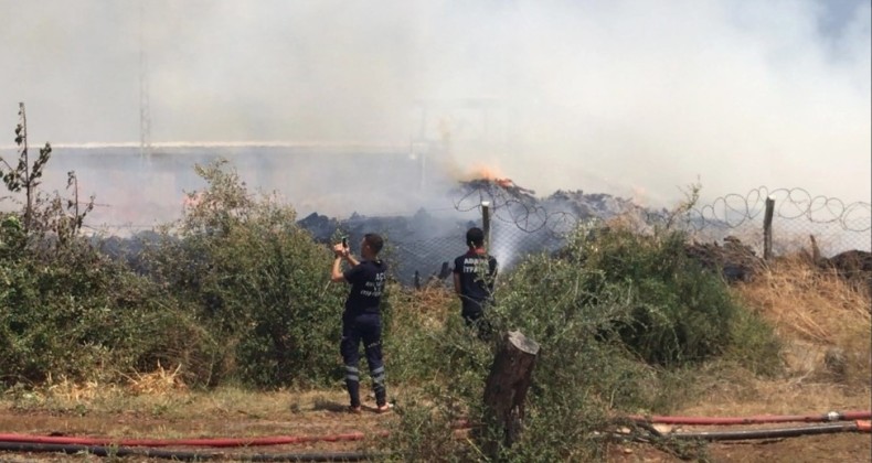 Adana’da orman ürünleri satılan iş yerinde çıkan yangın söndürüldü