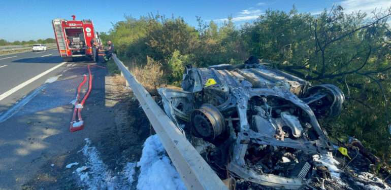 Tekirdağ’da kaza yapan otomobil yandı, sürücüsü öldü!