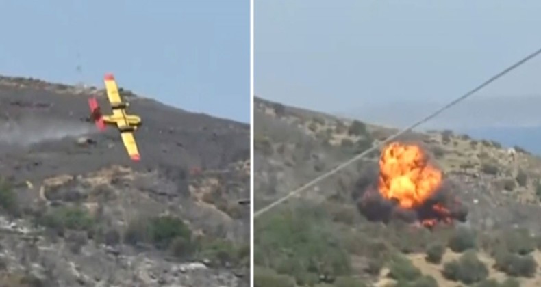Yunanistan’da düşen yangın söndürme uçağındaki 2 pilot hayatını kaybetti