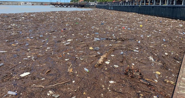Zonguldak’ta denize sürüklenen atıklar limanda kirliliğe yol açtı!