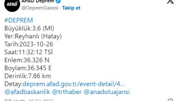 Hatay’da deprem…