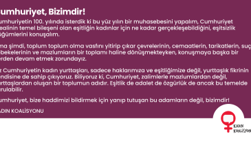 Kadın Koalisyonu’ndan “Cumhuriyet” açıklaması