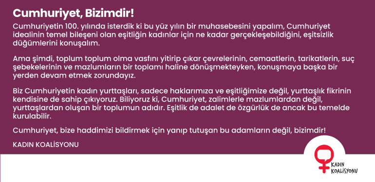 Kadın Koalisyonu’ndan “Cumhuriyet” açıklaması