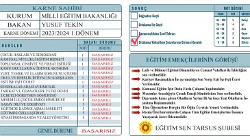 Eğitim Sen : “Milli Eğitim Bakanlığı’nın Karnesini Veriyoruz”