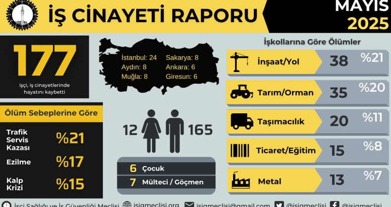 Mayıs ayında 177’den fazla işçi hayatını kaybetti